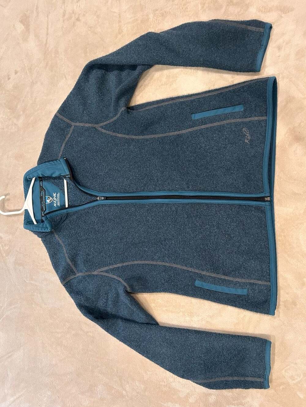 Women’s KÜHL Alfpaca Fleece Full Zip Jacket Teal Blue Size XL